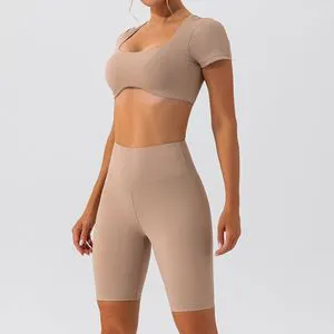 Summer Yoga Suit Shorts Set Quick Drying Back Sportswear Suit Active New Arrival