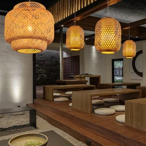 Bamboo Retro Chandelier Simple Creative Bedroom Living Room Lamp Restaurant Bar Lamp Hand-Woven Bamboo Lamp