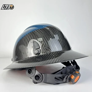 HBC New Full Brim Hard Hat Carbon Fiber Print Construction Industry Head Protection Outdoor Working Safety Helmet