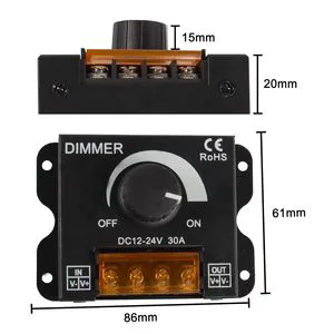 LED dimmer, soft and hard strip light strip dimmer brightness adjuster DIMMER knob 12V/24V30A