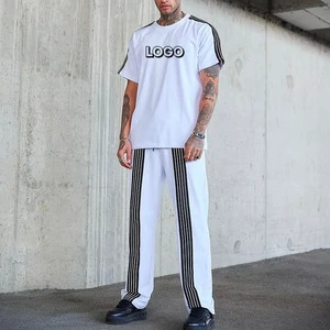 Spring Summer Men 2 Piece Set Casual Suits Men's Trend Short Sleeve T-shirt + Long Pants Casual Suits