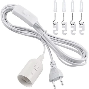 Two-Core 1m Euro Plug Power Cord Extension With 303 Switch E27 Lamp Holder 2x0.75mm² Diameter