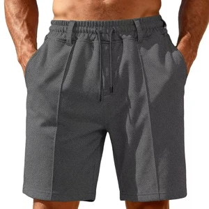 2026 Fashion Heavyweight Men's Casual Shorts Textured Waffle Fabric Gym Shorts Custom Logo 5 Inch Inseam Beach Shorts