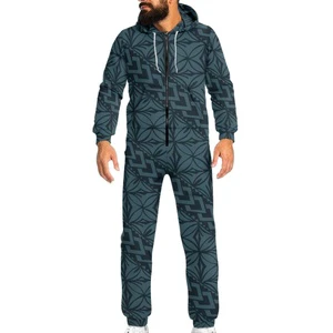 Sports Style Men's and Women's Jumpsuits French Polynesia Hibiscus Flowers Print Hooded Zipper Jumpsuit Unisex Clothing