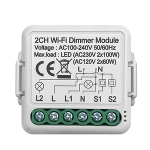 New 2 Channel Wifi Smart Light LED Dimmer Module Work with Alexa/Google Assistance PST-D02