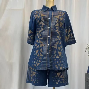 2026 Women's Summer New Arrival Big-size Diamond-studded Denim Suit for Fashionable Ladies' Clothing Made in China