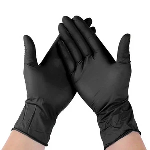 2024 Latest Arrival Disposable Black Nitrile Five-Finger Safety Gloves Water Proof Anti-Slip Direct Factory Supply Wholesale