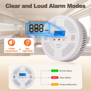 2 In 1 Carbon Monoxide And Natural Gas Detector Battery Operated CO & Methane Gas Leak Alarm With LCD With UL 2034 UL 1484