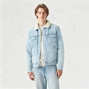 Custom Logo Men Winter Warm Jacket and Coat Sherpa Trucker Jean Denim Jacket