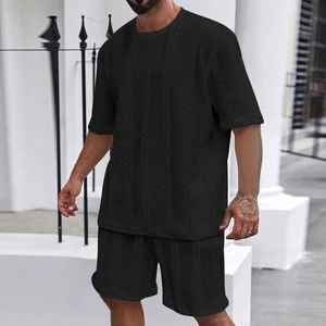 Summer Men's Casual O-Neck Pullover Sports Suit with Breathable Solid Color Shorts Set Men's T-Shirt Collections