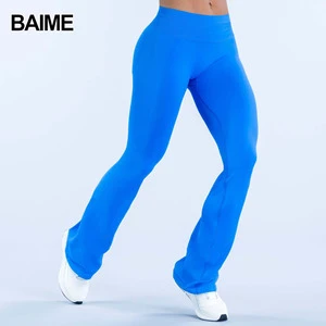 New Flat Waist and Hip Lifting Tight Yoga Bell Bottom Pants, Seamless Loose Thin Straight Leg Pants for Running and Fitness