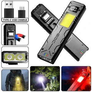 Multi-function EDC Flashlight 1500mah Pocket Torch Tactical Worklight Magnetic Back Clip Portable Torch Light