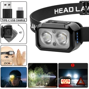 45 Adjustable Lightweight Waterproof Portable LED Rechargeable Sensor Headlamp with 5 Gear for Outdoor Camping & Running