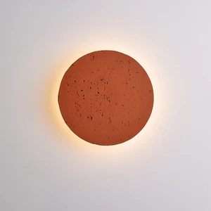 Brick Red Stone Travertine Sconce D230mm Ra80 2-Year Warranty Living Room Bedroom Hotel Restaurant Corridor Wall Lamp Led 10W