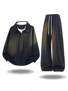 Men's Autumn Sports Casual Suit with V-neck Collar 100% Cotton Quick Dry