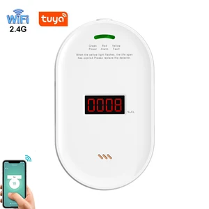 TUYA WiFi Smart Gas Detector AC Powered Plug-in Methane Propane LPG Leak Sensor Alarm 85dB Siren Solenoid Valve Output EN50194