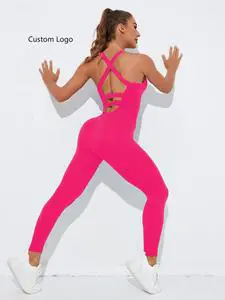 Custom Logo Popular Seamless Jumpsuit Autumn Women's Sleeveless Slim-fit High-waisted Sports Jumpsuit