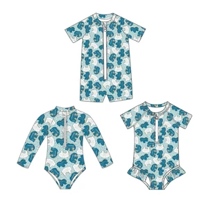 2026 Custom Print Swimsuits Spandex/Nylon Material Quick Dry Sun Protection for Children's Soaking