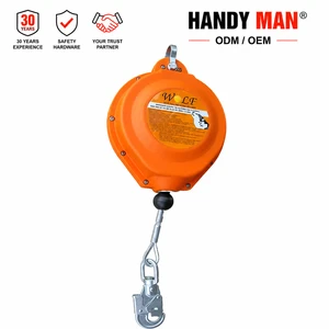 CE 6m Vertical Workplace Safety Self Retractable Lifeline with Aluminum Swivel Hook Plastic Shell Wire Cable