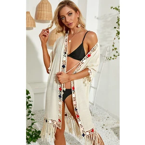 Cotton Beach Dress Crochet Beach Cardigan Cover Ups Women Beachwear Ladies Beach Cover up 2024