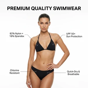 Breathable Oeko-Tex Standard 100 Two Piece Bikini Recycled Fabric UPF 50 Swimwear with Adjustable Straps for Summer Vacation