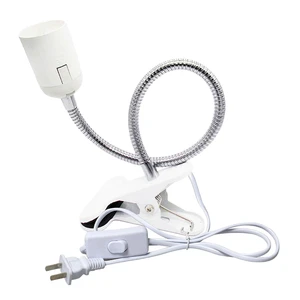 E27 Light Socket EU/US/UK Plug-Compatible 360-Degree Flexible Plastic Desk Lamp Holder E27 Base Clip-on Design Safety Cable