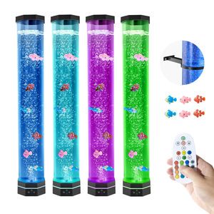2.67 ft Sensory Bubble Tube Aquarium Light 6 Floating Fish & 16 Color Effects Remote Control Sensory Bubble Fish Tube Lamp