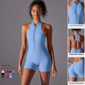 New Solid Color High-Strength One-Piece Yoga & Fitness Suit Bare Sensation Tight Sports Beauty Jumpsuit