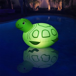 Turtle Inflatable Swimming Ring with Cup Holder Solar Floats LED Lighting Lounge Raft Summer Party Lake Beach Waterproof IP68