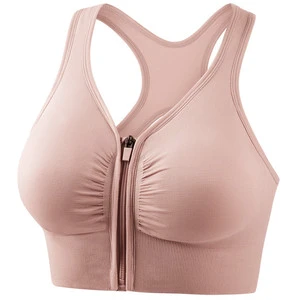 Front Zipper Shockproof Hollow Sports Bra Women High Support Wirefree Yoga Running Gym Seamless Backless Workout Cross-border