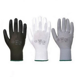 Custom Black 13G Polyester Nylon PU Palm Dipped Work Safety Hand Glove Trabajo Guantes Polyurethane Anti-slip PU Coated Gloves