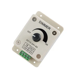 Manual Knob Dimmer 8A LED Monochrome Plastic Switch 12-24V Dimming Controller