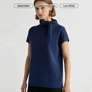 Women's Autumn Casual Elegant Satin Blouse Draped Neck Cap Sleeve Wrap Top Loose Knitted 100% Polyester Fashion Shirt