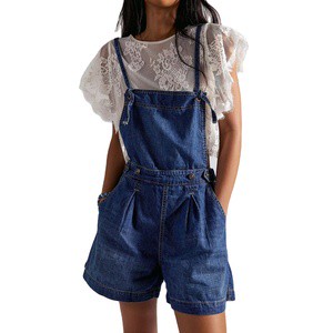 Channel Chic 2026 Women's Summer Sleeveless Denim Overalls Romper Casual Loose Spaghetti Strap Shorts Jumpsuit with Pockets