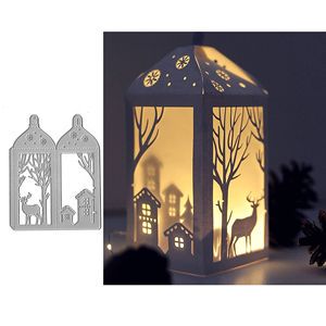 Cross-border European American Christmas Night Light Castle Carbon Steel Die Cutter Lantern Spider Lamp Carving Hardware Etching