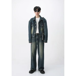 Men's Winter Denim Jacket and Straight-Leg Jeans Set Quick Dry Polyester/Cotton Casual Fit