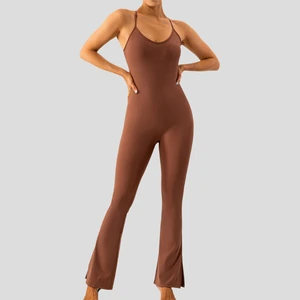 New Release All-in-One Fitness Wear Sports Bodysuit Adjustable Elastic Cross Strap Halter Hollowed-Out Beauty Sports Jumpsuit