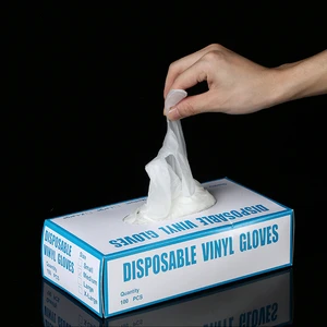 Powder-Free White Food Grade PVC Safety Gloves / Disposable Clear Vinyl Gloves