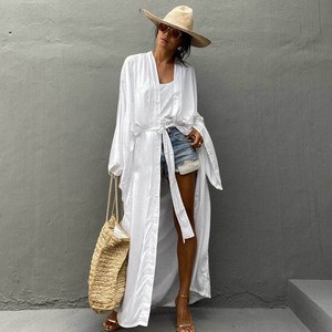 Beach Cover up the New Rayon Loose Long Cardigan Women's Swimsuit Beach Kimonos and Cover Ups Beach Cover up One Size