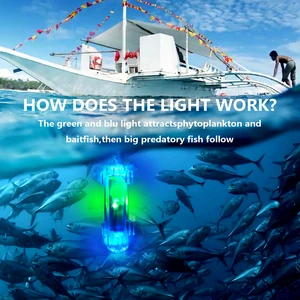 LED IP68 Waterproof PVC Fishing Light, Bait Light, Green and Blue Underwater Deep-sea Dock Attract Carp, Tuna, Squid