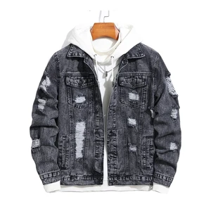 Denim Jacket for Men Winter Washed Windproof Warm Blue Jean Outerwear Standard Trucker Style Button up Streetwear Coat Casual