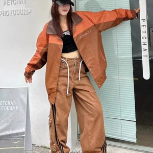 Wholesale Full-Zip Fashion Pocket Denim Strips Women Jacket