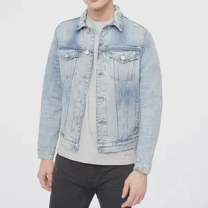 Men's Custom Organic Cotton Denim Jacket with Zipper Closure Down Material Winter Season Comfortable Outerwear Clothing