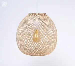 Handmade Bamboo Ceiling Light Natural Rattan Pendant Lamp Woven Wooden Hanging Light Fixture