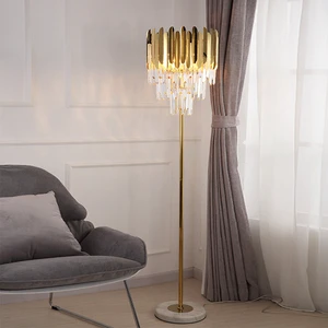 SIMIG Nordic White Modern Luxury K9 Crystal LED Floor Lamp Lighting Circuitry Iron Metal American Design For Bedroom Hotel