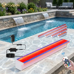New Style Acrylic Colorful Water Cascade Descent Waterfall Swimming Pool Wall Waterfall Fountain