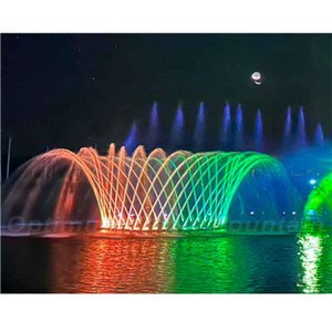 Lake Portable Beautiful Flower Floating Music Dancing Fountain Water Feature RGB Lights Stainless Steel 304 Waterproof Pump