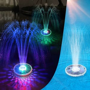 Solar Powered RGB Light Show Floating Water Fountain for Swimming Pool Outdoor Pond Garden Decoration