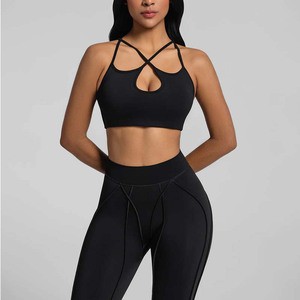 Hot Selling Women 2Pcs Yoga Set Soft Naked Feel Sports Bra High Waist Leggings Breathable Workout Gym Fitness Tracksuit