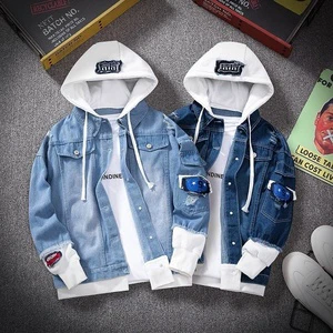 OEM/ODM Hooded Denim Jacket Men's Hip Hop Jeans Coat Retro Jean Jacket Street Casual Bomber Jacket Outerwear Hoodies